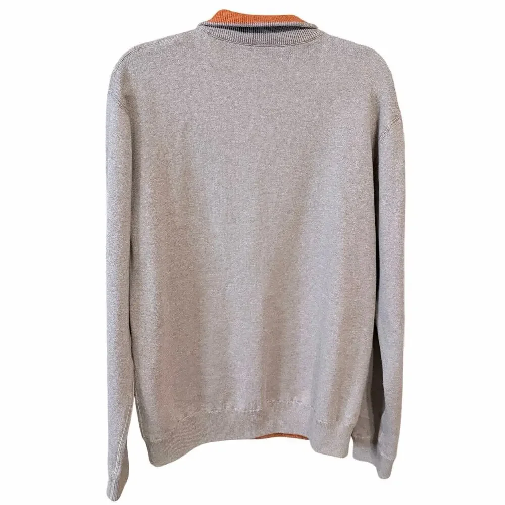 Sundance reversible 100% cotton quarter zip sweater orange tan XL light academia
